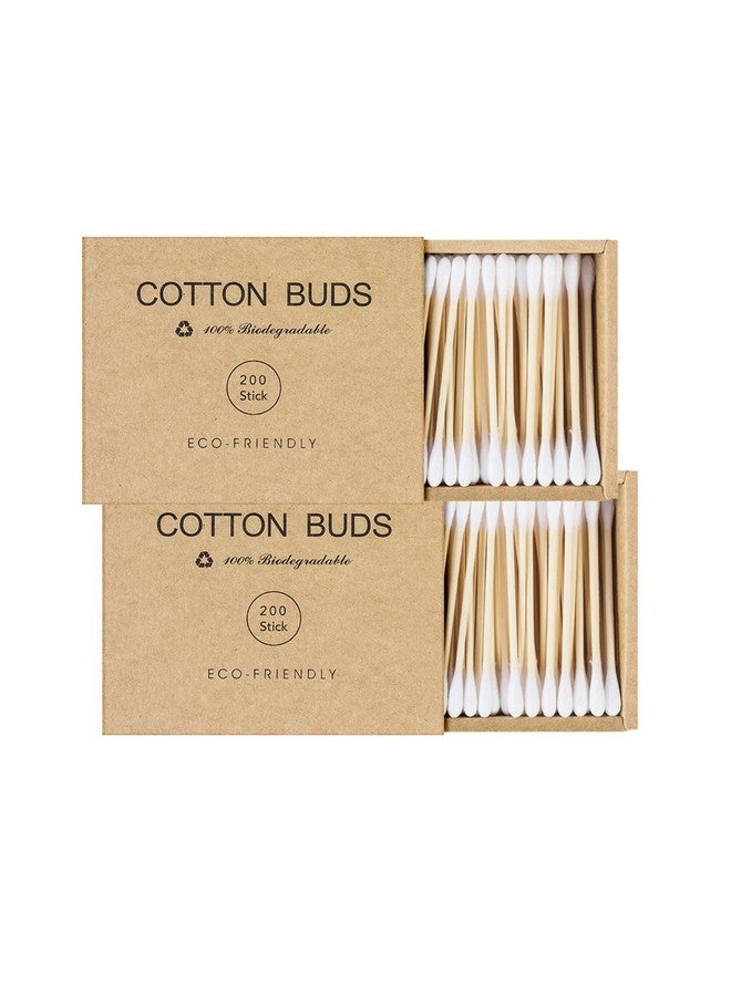 Kiemeu Bamboo Qtips Cotton Swabs With Wooden Sticks Q Tips For Ears Swabs 400 Count Bamboo Cotton Buds - Image 1
