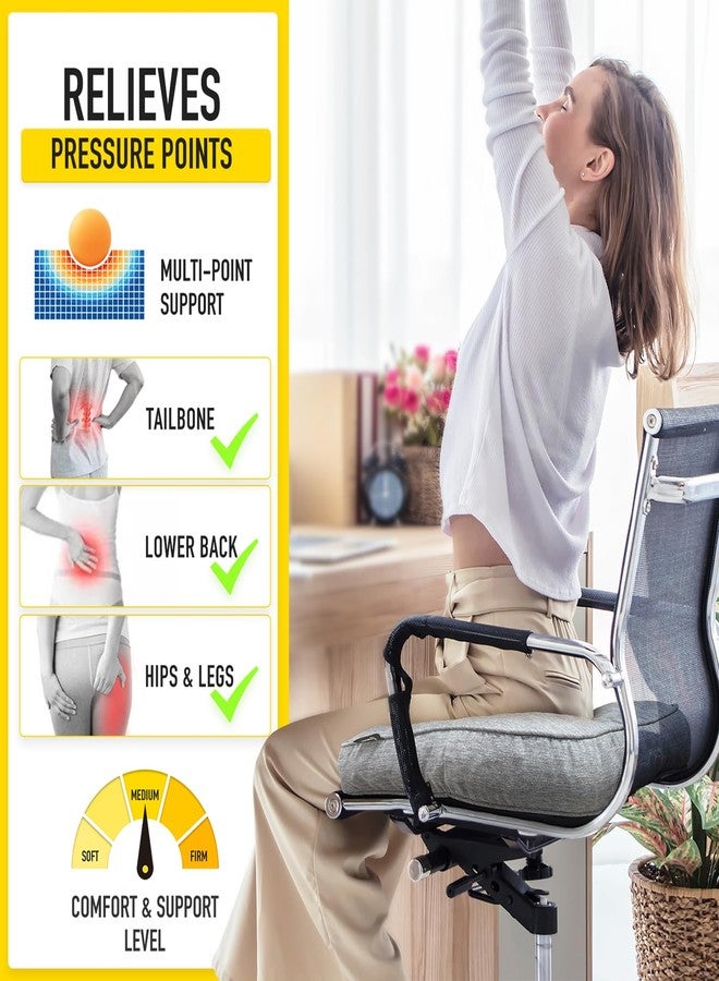 SUNROX LokGrip Non Slip Gel Memory Foam Chair Cushions for Tailbone Pain Relief, Tufted Stain Resistant Thicken Durable Seat Pad Cushion for Kitchen Dining Office 17"x16" Set of 4, Husk Birch - Image 5