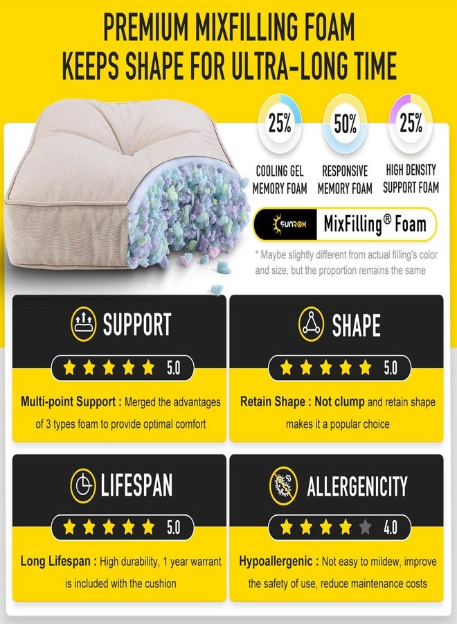 SUNROX LokGrip Non Slip Gel Memory Foam Chair Cushions for Tailbone Pain Relief, Tufted Stain Resistant Thicken Durable Seat Pad Cushion for Kitchen Dining Office 17"x16" Set of 4, Husk Birch - Image 3