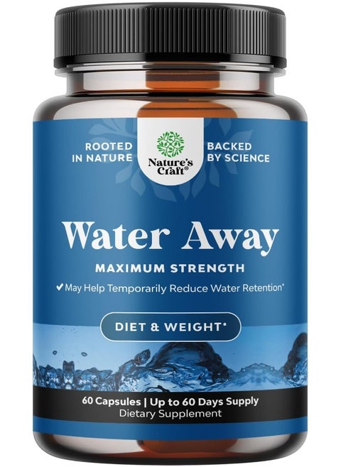 Water Away Pills Diuretic Supplements - Natural Diuretic Water Pills To Reduce Water Retention With Dandelion Leaf Extract Pure Green Tea Juniper Berry Vitamin B6 For Water Balance And Kidney Cleanse