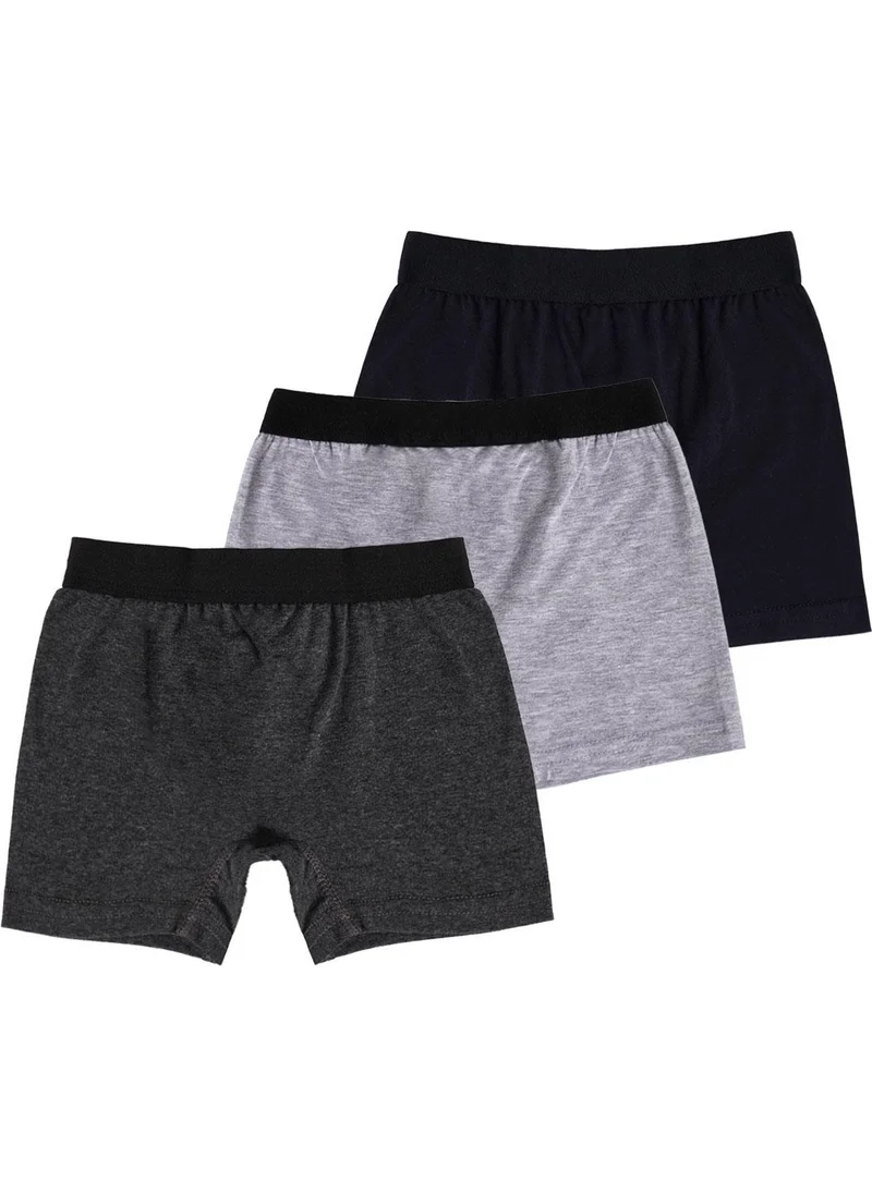 Zepkids 3-Pack Cotton Navy Blue Gray Color Boy Boxer