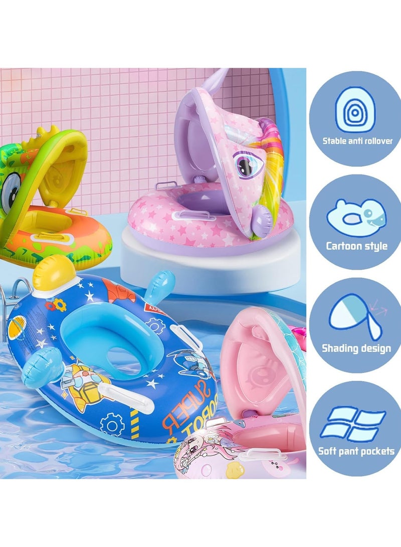 TAPIT Baby pool float, Swimming Pool Float Boat with Sun Protection Canopy Inflatable Pool Float Yacht Ring Awning Inflatable Swimming Training Float Seat for Boys Girls Summer Outdoor Party Favor (Pink) - Image 4