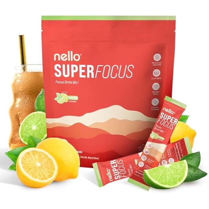 Nello Superfocus Mojito – Nootropic Focus Drink Mix, 20 On-The-Go Packets, Alpha GPC, Lion’s Mane, Rhodiola, Sugar-Free - Image 1