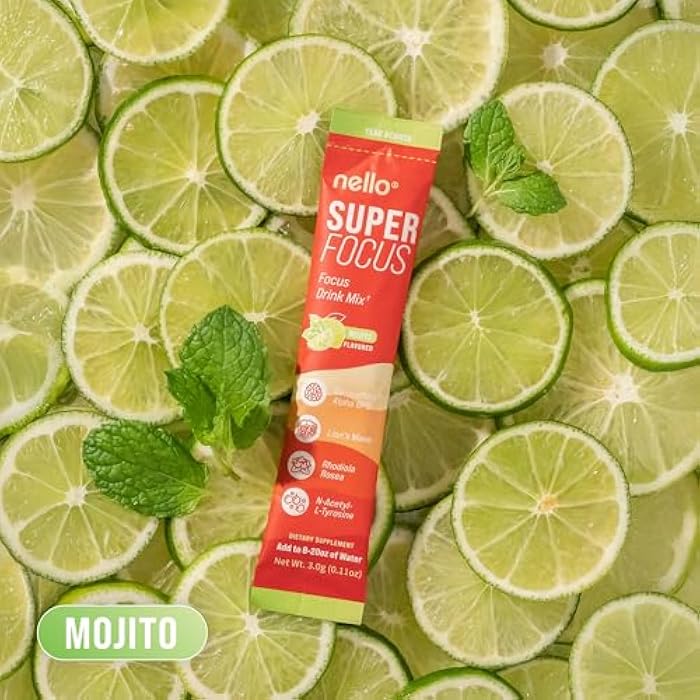 Nello Superfocus Mojito – Nootropic Focus Drink Mix, 20 On-The-Go Packets, Alpha GPC, Lion’s Mane, Rhodiola, Sugar-Free - Image 5