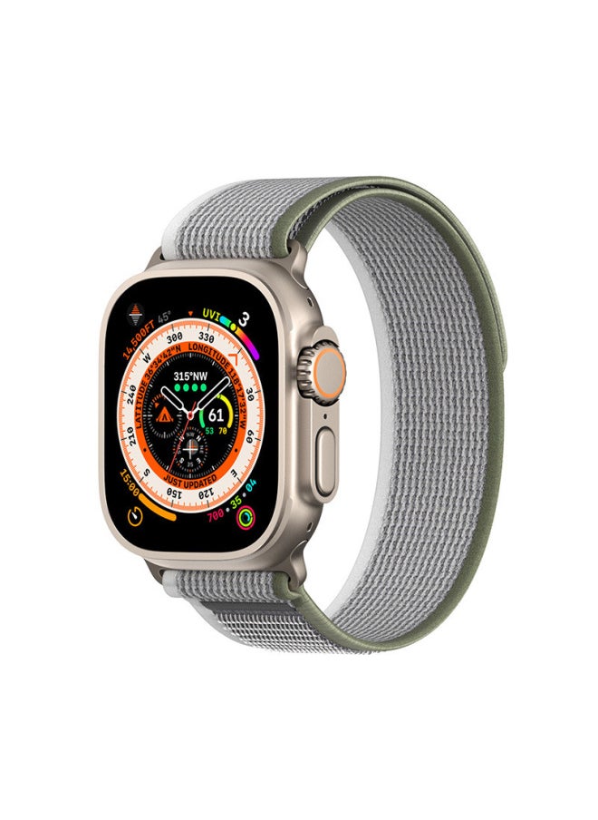 Generic - Suitable For AppleWatch Nylon Woven For Apple Watch Band IWatch8 Wild Trail Loop Watch Band Universal-Color:42/44/45/46/49mm (10th Generation) Green/grey - Image 1