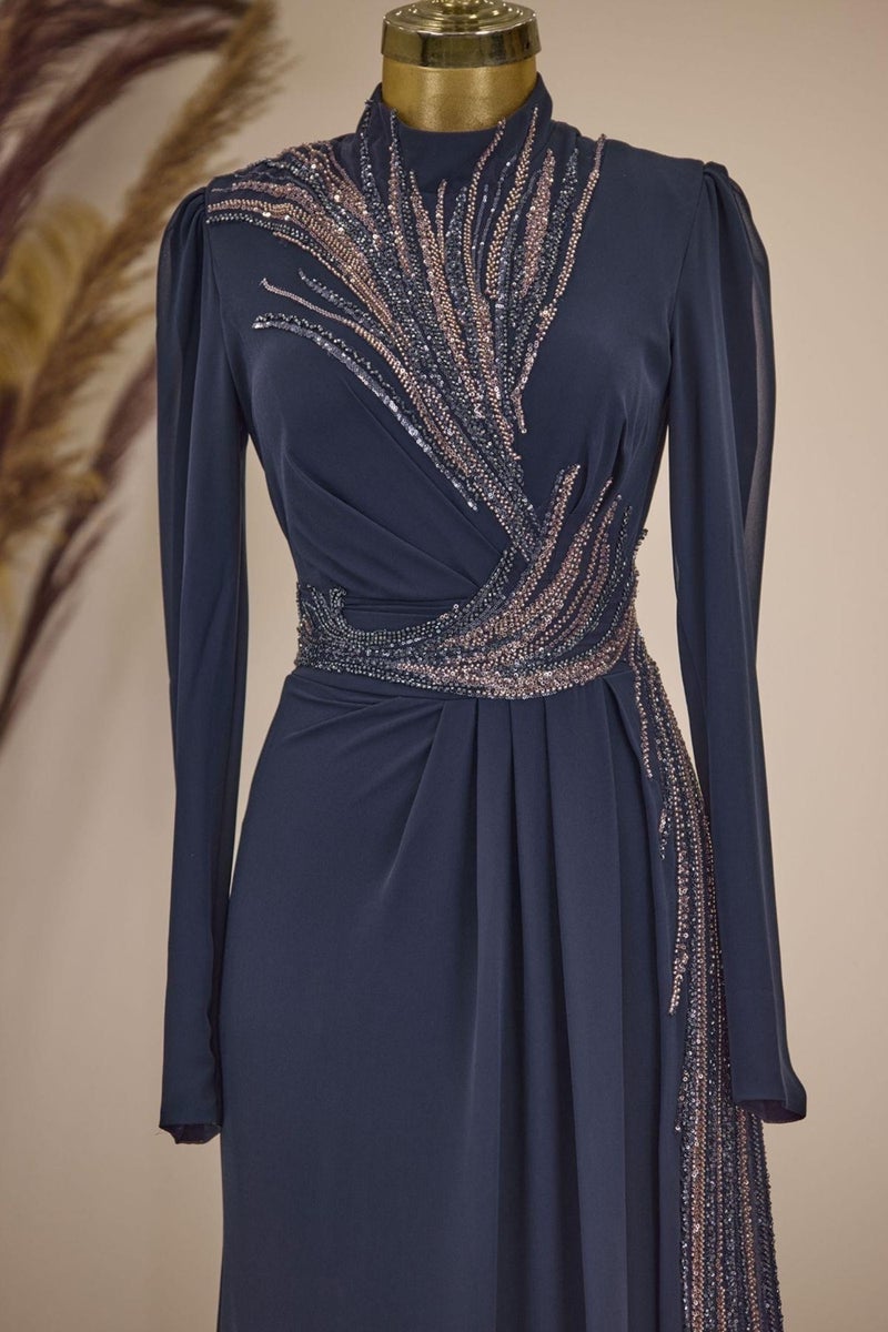 Esilanur Ebru Hijab Jumpsuit Navy Blue - Image 2