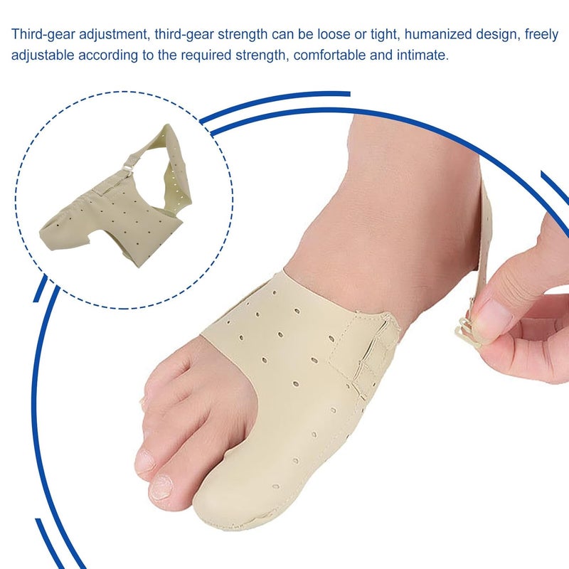 Bunion Splint and Toe Straightener for Women and Men, Leather Valgus Thumb Corrector Tape Apricot Yellow Size L (40-45), Adjustable Foot Support for Hallux Valgus Relief - Image 3