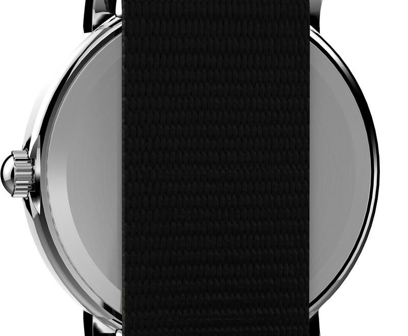 Timex Women's Weekender 31mm Watch – Silver-Tone Case White Dial with Black Fabric Strap - Image 3