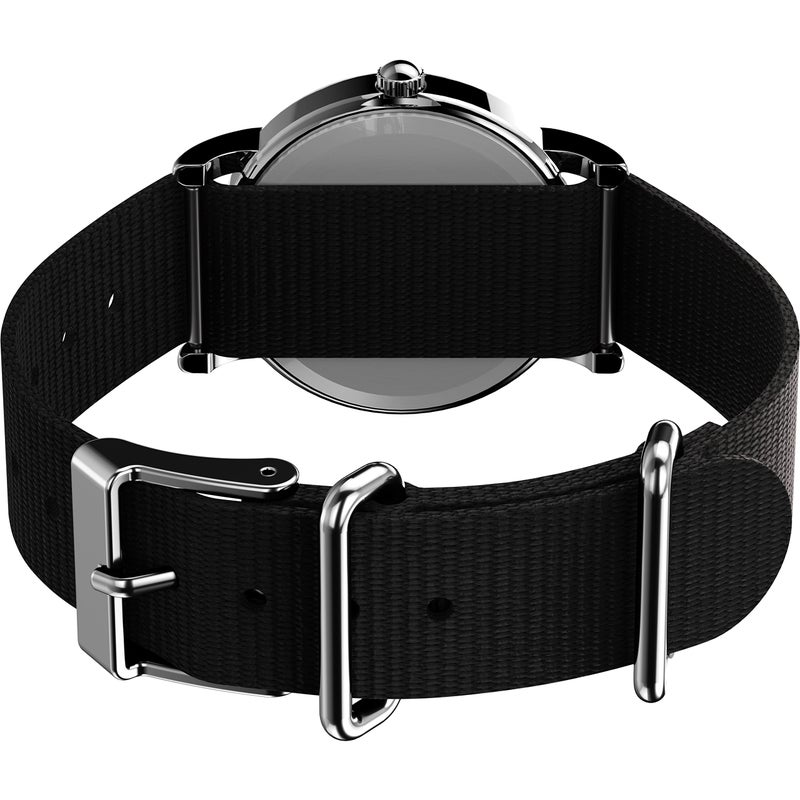 Timex Women's Weekender 31mm Watch – Silver-Tone Case White Dial with Black Fabric Strap - Image 2