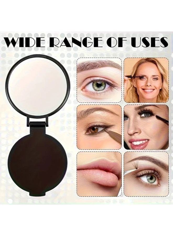 20pcs Black Portable Folding Makeup Mirror Compact Round Travel Friendly Design - Image 2