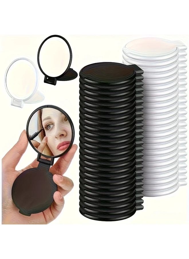 20pcs Black Portable Folding Makeup Mirror Compact Round Travel Friendly Design - Image 1