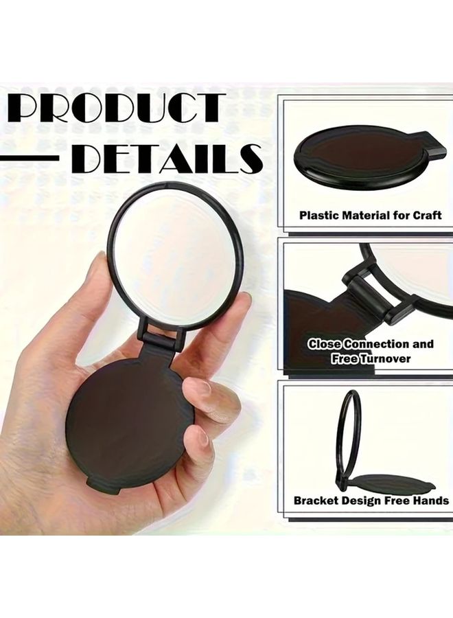 20pcs Black Portable Folding Makeup Mirror Compact Round Travel Friendly Design - Image 5