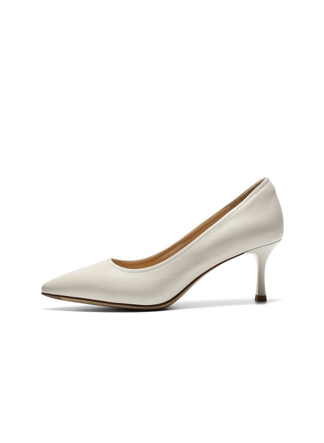 Belle Women's Commuting High Heels Spring  Genuine Leather Formal Shoes Jd013aq6 Beige Size 38 - Image 3