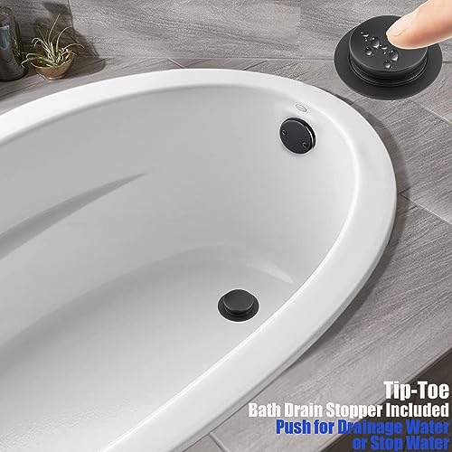 Artiwell 1-1/2" Black Tubular Bath Drain Kit with Tip-Toe Bath Drain Stopper, Touch-Toe Tub Drain, Tip Toe Bathtub Drain Waste and Overflow with Plug and Bathtub Overflow Drain Cover, Matte Black - Image 4