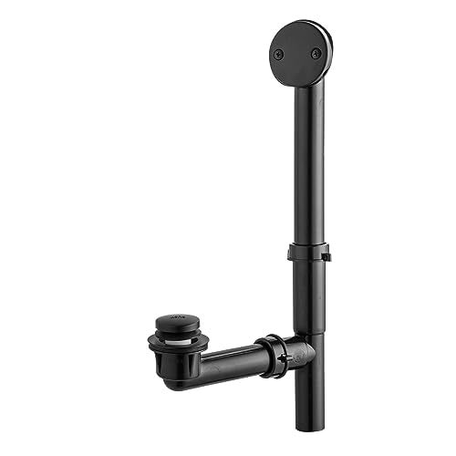 Artiwell 1-1/2" Black Tubular Bath Drain Kit with Tip-Toe Bath Drain Stopper, Touch-Toe Tub Drain, Tip Toe Bathtub Drain Waste and Overflow with Plug and Bathtub Overflow Drain Cover, Matte Black - Image 1