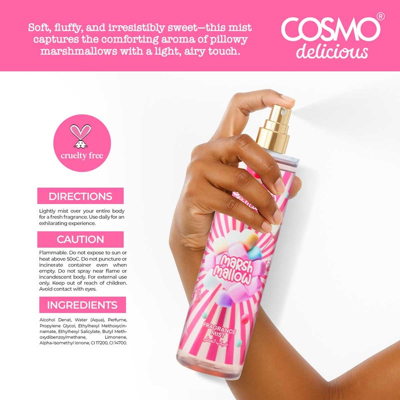 Cosmo Skin Care Delicious Marshmallow 3 Pieces Gift Set For Women & Men, 150ml Fragrance Mist, 350ml Aloe Vera Shower Gel, 200ml Shea Butter Body Lotion, Long Lasting Sweet Scent For Hydrated Skin - Image 3