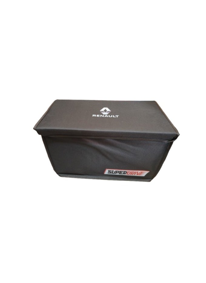 RENAULT Car Trunk Organizer – SUPERDRIVE Design – Multi-Purpose Storage Box – Black
