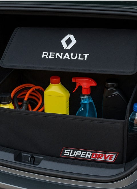 RENAULT Car Trunk Organizer – SUPERDRIVE Design – Multi-Purpose Storage Box – Black