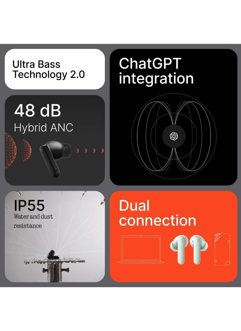 CMF - Buds 2 Wireless Earbuds Bluetooth Headphones with 48dB Hybrid ANC Ultra Bass Technology Active Noise Cancellation Earphones  55 Hours Playtime  6HD Mics  ChatGPT Integration Orange - Image 1