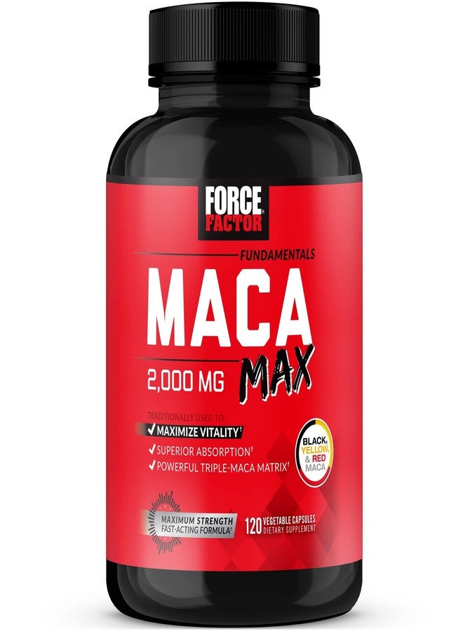Force Factor Maca Max, Maca Root Capsules to Maximize Vitality & Performance, Made with Black Maca, Red Maca, & Yellow Maca Powder, Maca Root Powder, 2000mg, 120 Capsules - Image 1