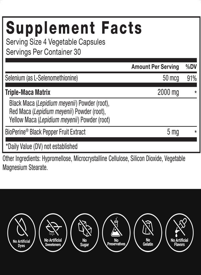 Force Factor Maca Max, Maca Root Capsules to Maximize Vitality & Performance, Made with Black Maca, Red Maca, & Yellow Maca Powder, Maca Root Powder, 2000mg, 120 Capsules - Image 5