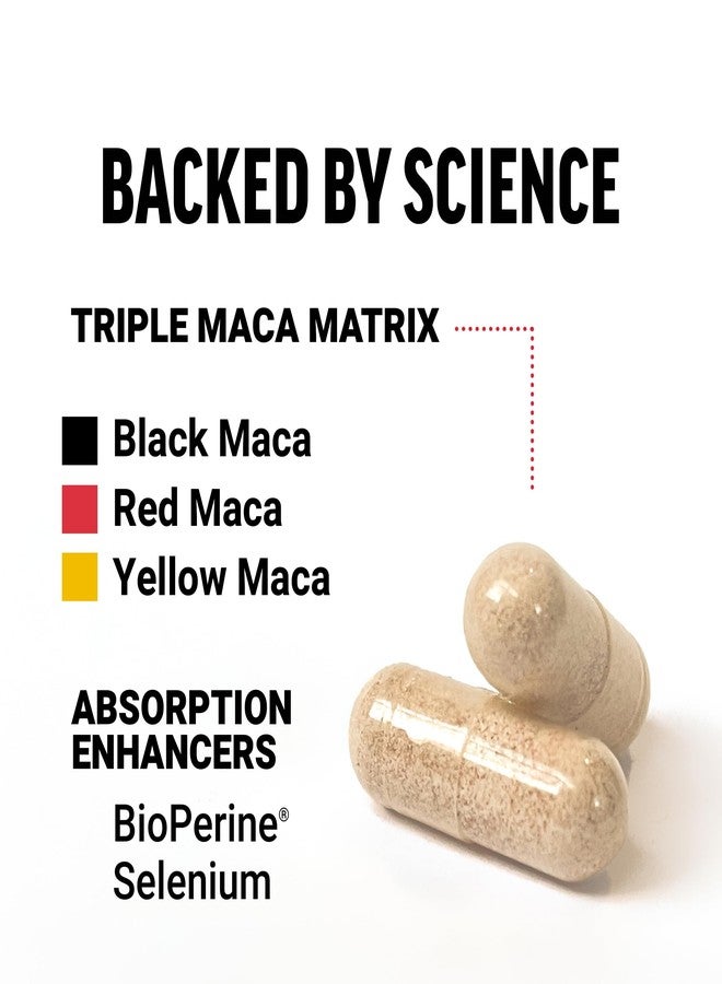 Force Factor Maca Max, Maca Root Capsules to Maximize Vitality & Performance, Made with Black Maca, Red Maca, & Yellow Maca Powder, Maca Root Powder, 2000mg, 120 Capsules - Image 3