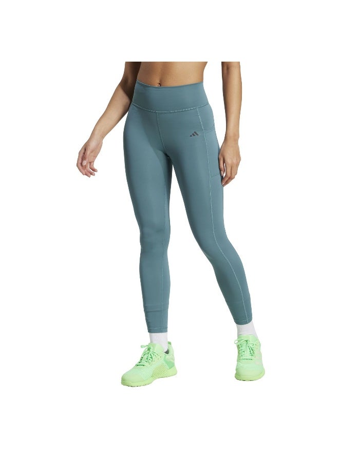 Adidas Opt St Hr 7/8 L Green Training Tights For Women 2XS - Image 2