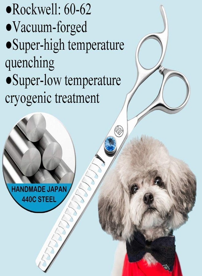 Moontay Professional Dog Grooming Straight, Curved, Thinning/Blending/Chunking Scissors Kit, JP-440C Stainless Steel Pet Cat Hair Cutting/Trimming Shears, Silver - Image 4