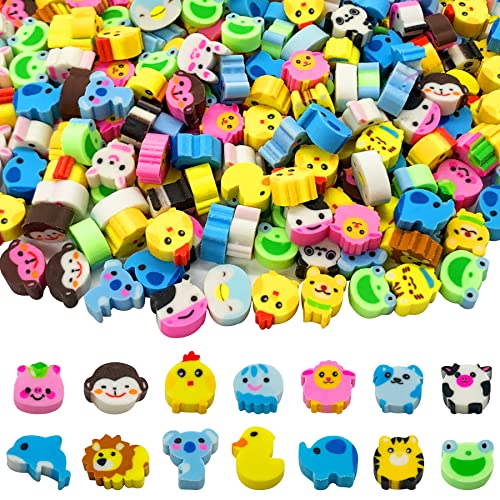 ZAKVOOR 300 Pieces Animal Mini Erasers Assortment Novelty Pencil Erasers Bulk for Rewards Prizes Gift Filler - Image 1