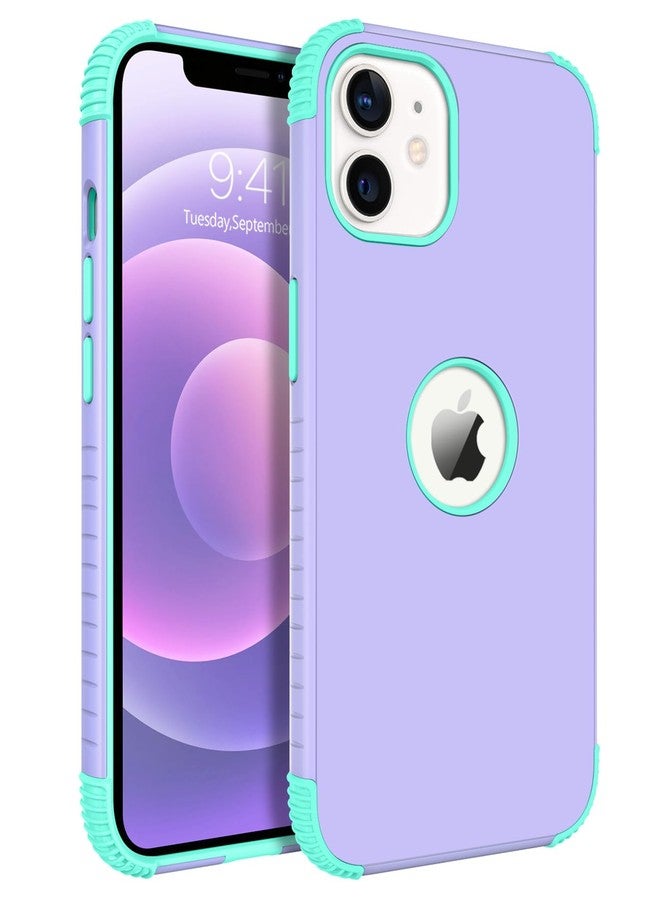 بنتوبين جراب BENTOBEN لهاتف iPhone 12، جراب هاتف iPhone 12 Pro، جراب متين 2 في 1 مقاوم للصدمات بالكامل، مصنوع من مادة البولي كربونات الصلبة الهجينة، غطاء واقٍ من السقوط للبنات والسيدات والأولاد، بنفسجي/نعناعي - Image 1