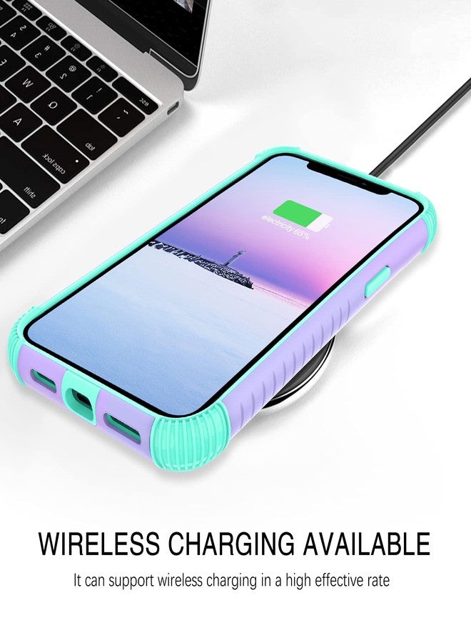 بنتوبين جراب BENTOBEN لهاتف iPhone 12، جراب هاتف iPhone 12 Pro، جراب متين 2 في 1 مقاوم للصدمات بالكامل، مصنوع من مادة البولي كربونات الصلبة الهجينة، غطاء واقٍ من السقوط للبنات والسيدات والأولاد، بنفسجي/نعناعي - Image 5