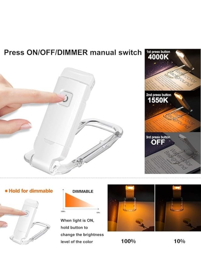 Rechargeable book reading lamp for children, cute book lamp on the bed, warm white, adjustable brightness to protect the eyes, cordless Bookbinder lamp, portable lamp for reading lovers (2pcs) - Image 3