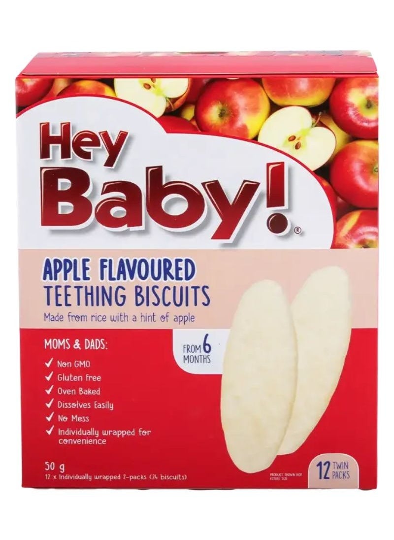 hey baby! Apple Teething Biscuits 12 x 50g  - Image 1