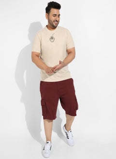 Instafab Plus Men's Beige Basic Regular Fit T-Shirt  - Image 5