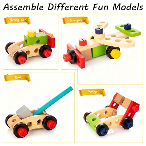 KIDWILL Tool Kit for Kids, 36-Piece Wooden Toddler Tools Set Includes Tool Box, Montessori Educational Stem Construction Toys for 2 3 4 5 6 Year Old Boys Girls, Best Birthday Gift for Kids - Image 2