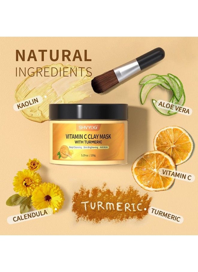 Turmeric Vitamin C Clay Mask Vitamin C Clay Face Mask With Kaolin Clay And Turmeric For Dark Spots Turmeric Face Mask Skin Care Face Mask For Controlling Oil And Refining Pores