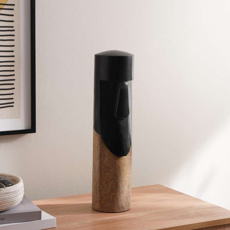 Pan Home Wooden Face Figurine - Black