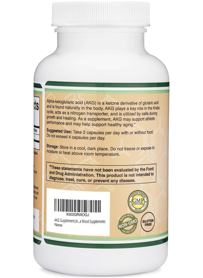 AKG Supplement (Alpha Ketoglutarate) 1,000mg Per Serving (180 Capsules) Different and May Be More Effective Than AAKG (Recently Studied for Anti-Aging Properties) by Double Wood Supplements