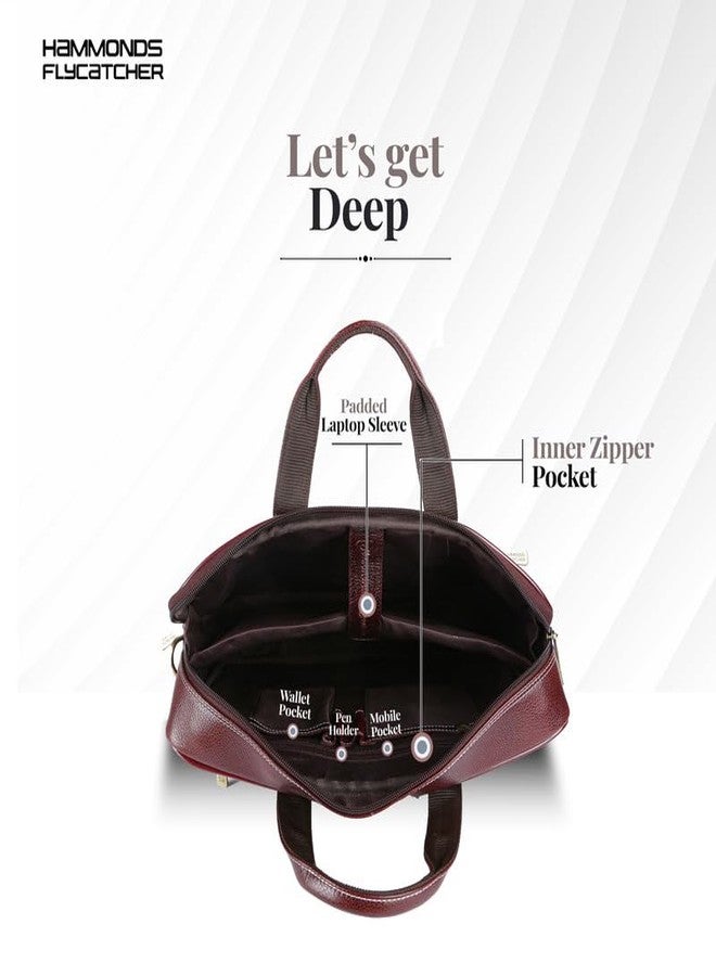HAMMONDS FLYCATCHER حقيبة لابتوب جلدية 15 لتر للرجال والنساء من هاموندز فلاي كاتشر (بني) - Image 4