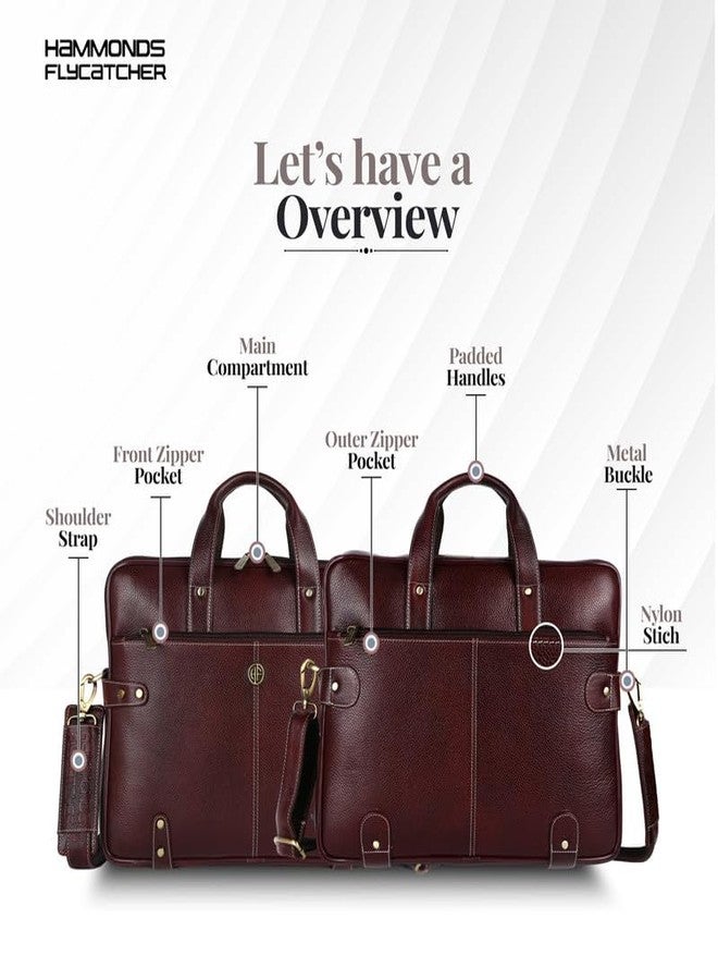 HAMMONDS FLYCATCHER حقيبة لابتوب جلدية 15 لتر للرجال والنساء من هاموندز فلاي كاتشر (بني) - Image 3