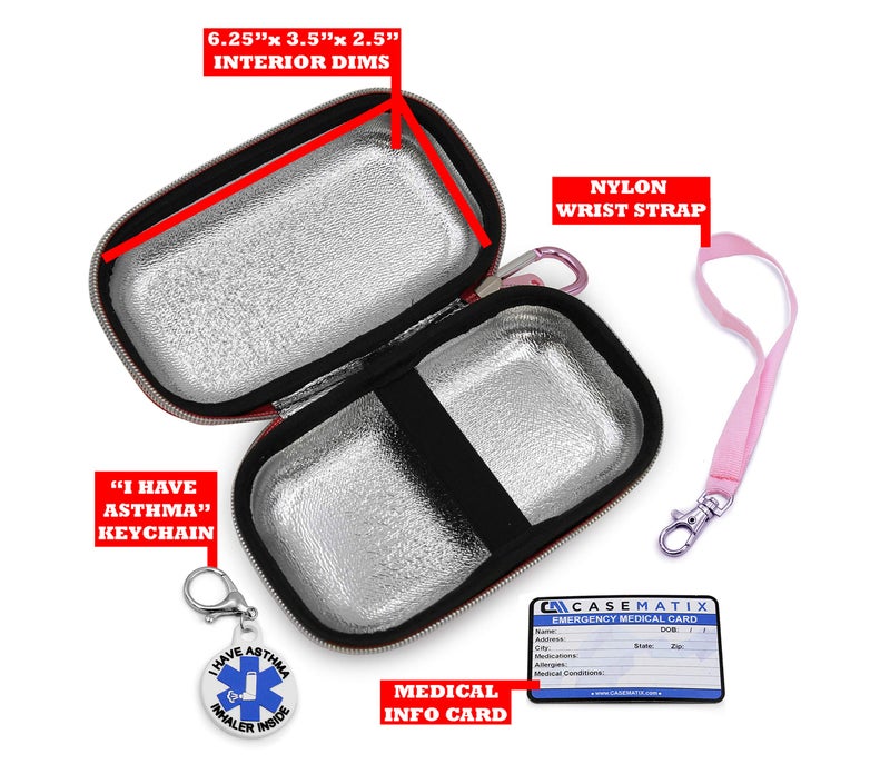 CASEMATIX Pink Compact Insulated Asthma Inhaler Travel Bag Case Compatible with Chamber Inhaler Spacer, Masks and More - Does Not Fit Spacers Longer Than 6.25 inches, Includes CASE ONLY - Image 5