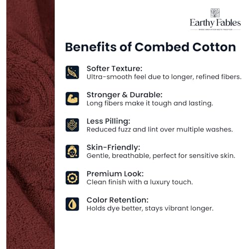 Earthy Fables Premium Bath Towel - 100% Combed Cotton, 600 GSM, Ultra Soft, Quick Dry and Highly Absorbent for Home, Travel and Acne-Prone Skin, 140 X 70 cm, Vintage Maroon - Image 5