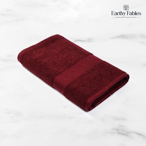 Earthy Fables Premium Bath Towel - 100% Combed Cotton, 600 GSM, Ultra Soft, Quick Dry and Highly Absorbent for Home, Travel and Acne-Prone Skin, 140 X 70 cm, Vintage Maroon - Image 3