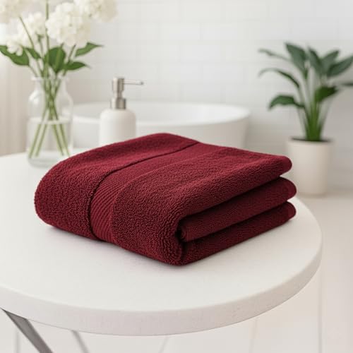 Earthy Fables Premium Bath Towel - 100% Combed Cotton, 600 GSM, Ultra Soft, Quick Dry and Highly Absorbent for Home, Travel and Acne-Prone Skin, 140 X 70 cm, Vintage Maroon - Image 1