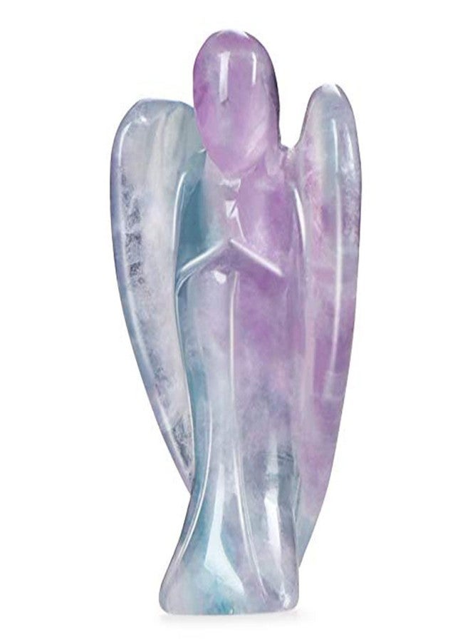 Artistone 2" Rainbow Fluorite Crystal Guardian Angel Figurine, Hand-Carved Gemstone Prayer Guardian Statue for Home Office Desk Decor with Gift Box - Image 1