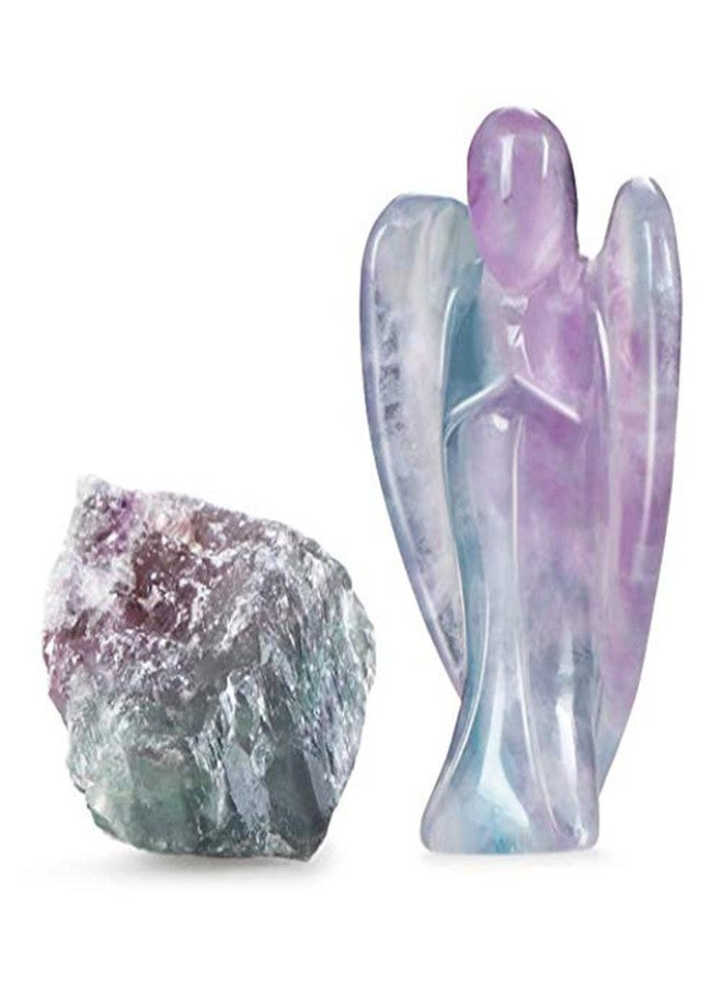 Artistone 2" Rainbow Fluorite Crystal Guardian Angel Figurine, Hand-Carved Gemstone Prayer Guardian Statue for Home Office Desk Decor with Gift Box - Image 4