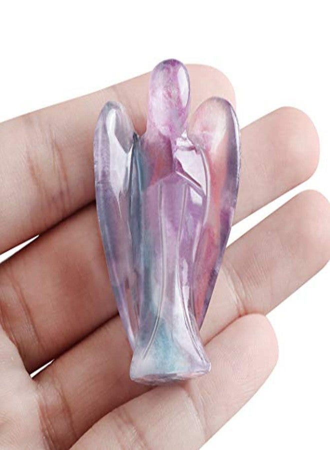 Artistone 2" Rainbow Fluorite Crystal Guardian Angel Figurine, Hand-Carved Gemstone Prayer Guardian Statue for Home Office Desk Decor with Gift Box - Image 2