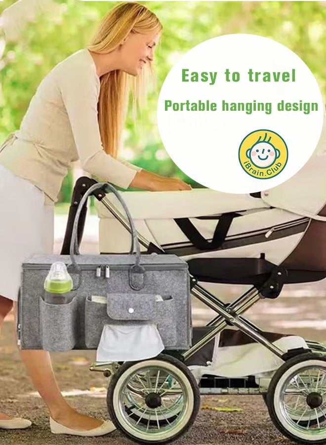 Baby Diaper Caddy Organizer, Portable Diapers Storage Bag with Roll Lid and Removable Dividers for Changing Table or Car, Travel-Friendly - Image 5