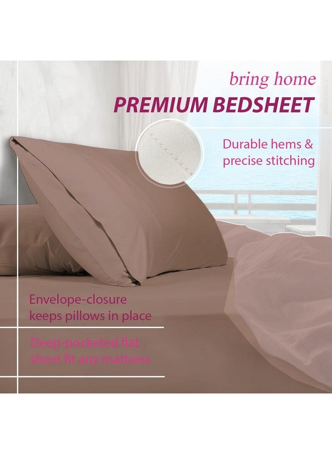 Trance Home Linen Trance Home Linen Premium 300 Tc Pure 100% Cotton Solid Fitted Bedsheet With 2 Pillow Covers(78 X 78 Inch,Blush|All Side Elastic),Full  - Image 5