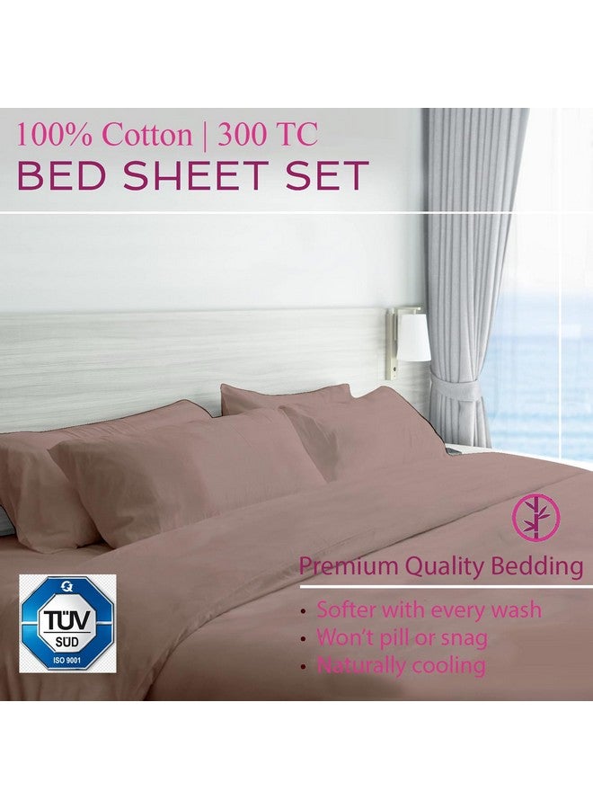 Trance Home Linen Trance Home Linen Premium 300 Tc Pure 100% Cotton Solid Fitted Bedsheet With 2 Pillow Covers(78 X 78 Inch,Blush|All Side Elastic),Full  - Image 3